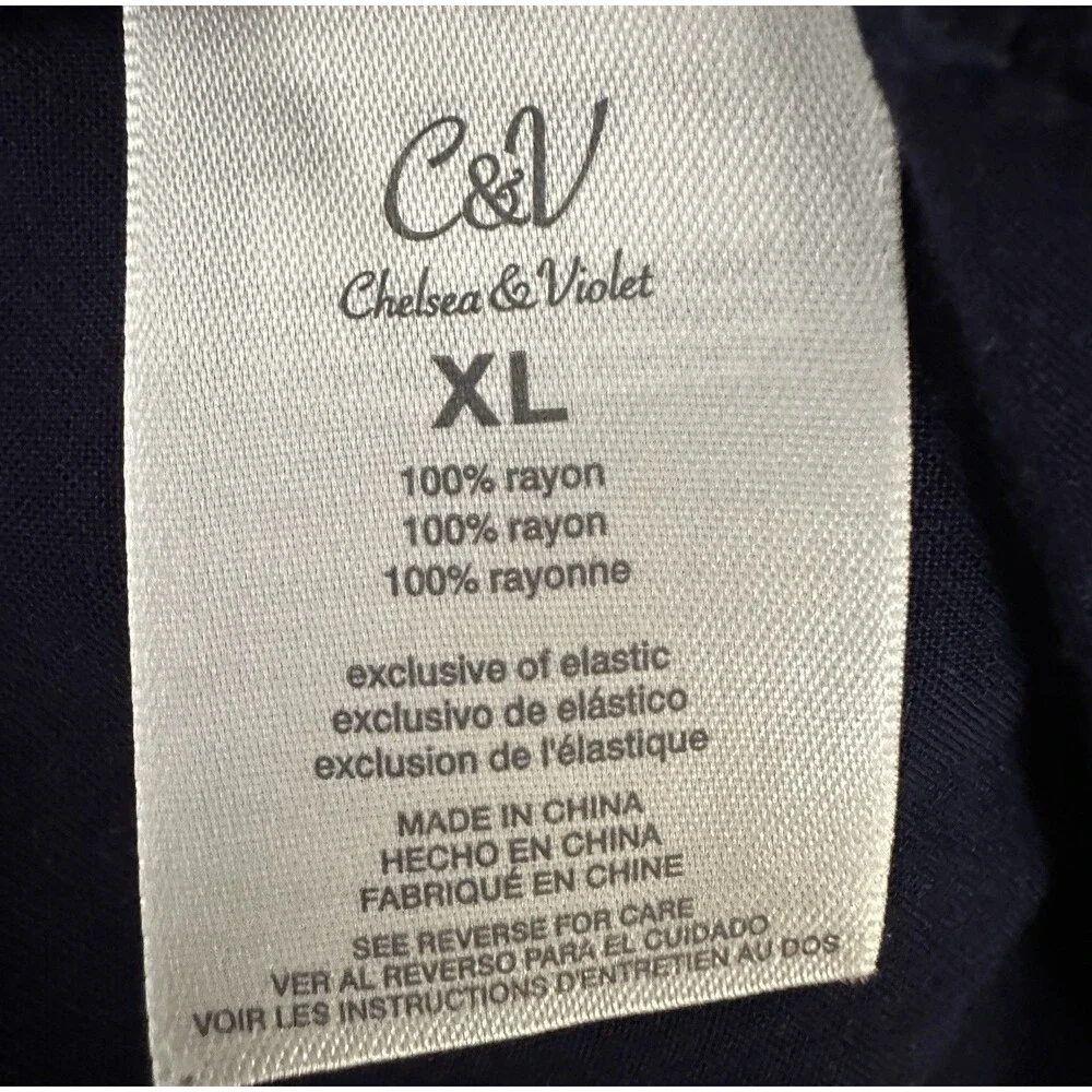 Chelsea & Violet XL Off Shoulder Navy Geometric Print Rayon Shift Mini Dress